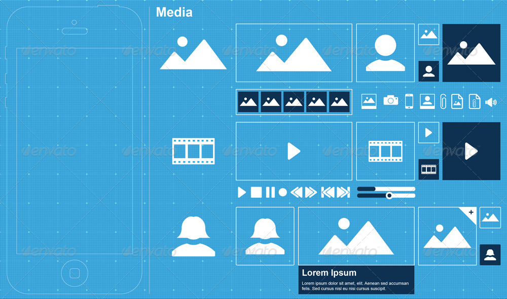 1000x590 Iphone 5 Ui Blueprint Sketch By Marinad Graphicriver - Blueprint Sketch Font