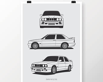 340x270 Bmw M3 Poster Etsy - Bmw M3 Sketch