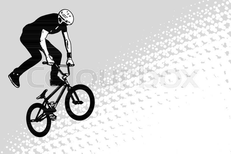 800x536 Bmx Cyclist Sketch On Abstract Halftone Background - Bmx Bike Sketch