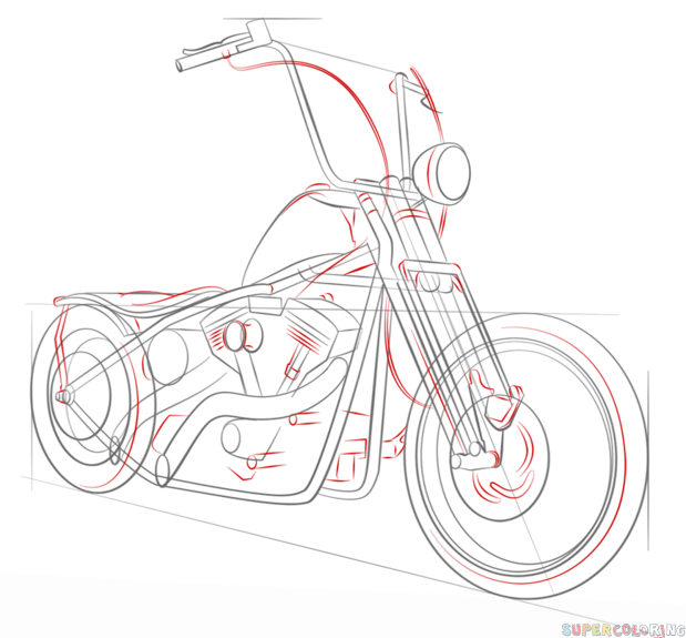 619x575 Drawn Motorcycle Bmx Bike - Bmx Bike Sketch