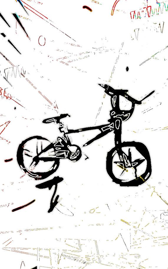 570x914 Bmx Bicycle Print Black Bike Graffiti Sketch Digital Drawing Art - Bmx Bike Sketch