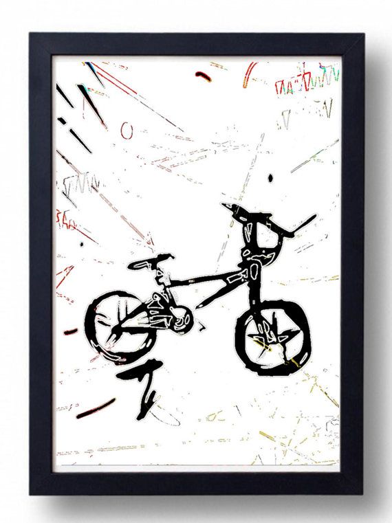 570x761 Bmx Bicycle Print Black Bike Graffiti Sketch Digital Drawing Art - Bmx Sketch