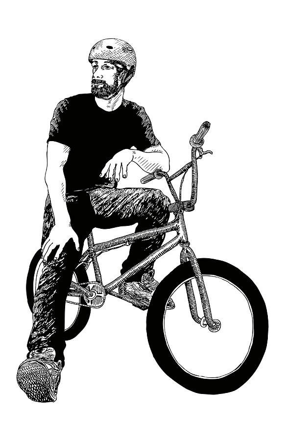 582x900 Bmx Drawing By Karl Addison - Bmx Sketch