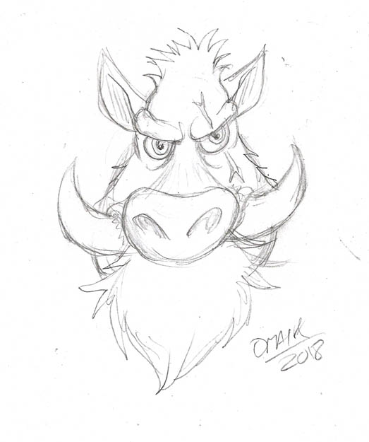 523x625 Boar Sketch Design By Omaik - Boar Sketch