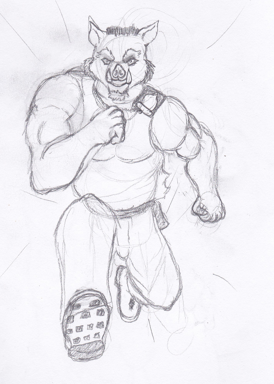 928x1303 Sketch Boar Cop Chase Weasyl - Boar Sketch