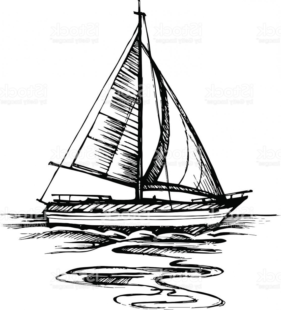 1114x1228 Sailing Boat Vector Sketch Isolated With Reflection Gm Shopatcloth - Boat Sketch