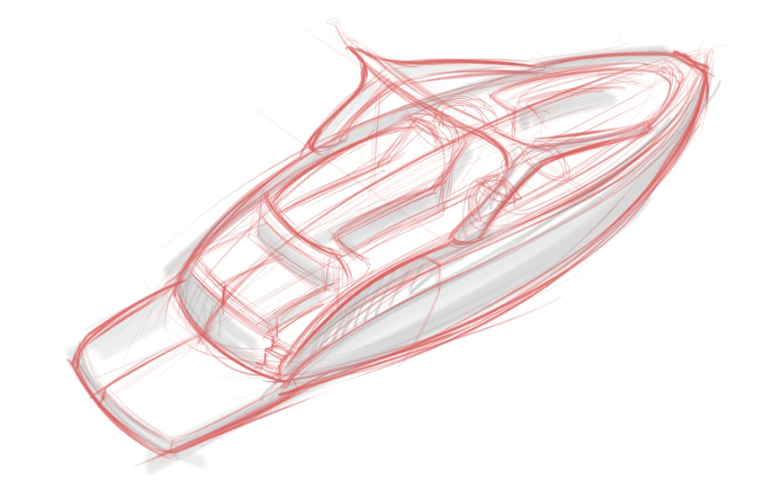868x553 Chris Woo Design Wakeboard Boat Sketch - Boat Sketch