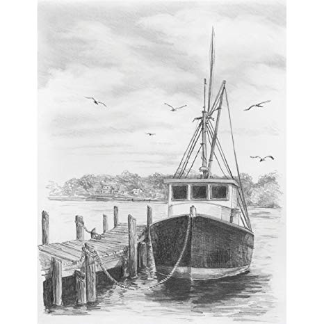 466x466 Buy Sketching Made Easy Kit 9x12 Fishing Boat Online - Boat Sketch Images
