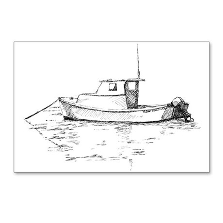 460x460 Lobster Boat Drawing Postcards - Boat Sketch Images