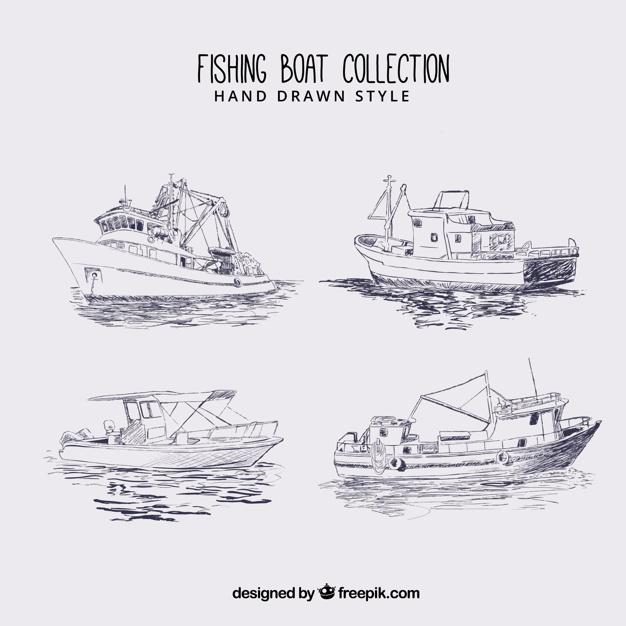 626x626 Fishing Boat Sketches Vector Free Download - Boat Sketches