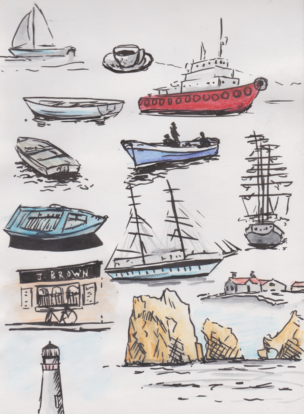 1000x1361 Random Sketches (Mostly Boats) - Boat Sketches