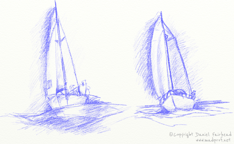 907x558 Blue Boat Sketches - Boat Sketches