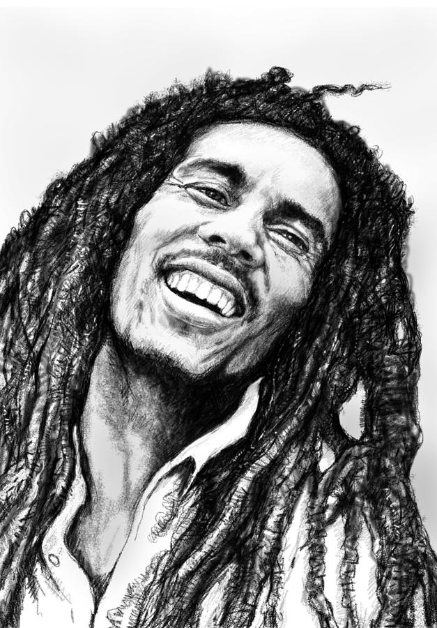 627x900 Bob Marley Art Drawing Sketch Portrait Painting By Kim Wang - Bob Marley Sketch