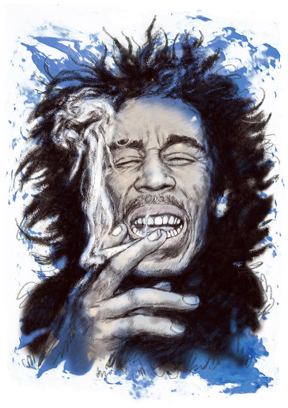 565x800 Bob Marley Colour Drawing Art Poster Art Print By Kim Wang - Bob Marley Sketch