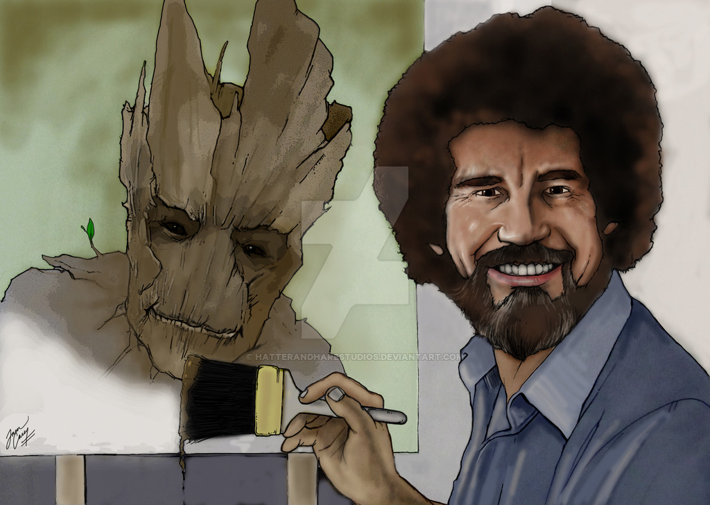 1024x728 Bob Ross Painting Groot By Hatterandharestudios - Bob Ross Sketch
