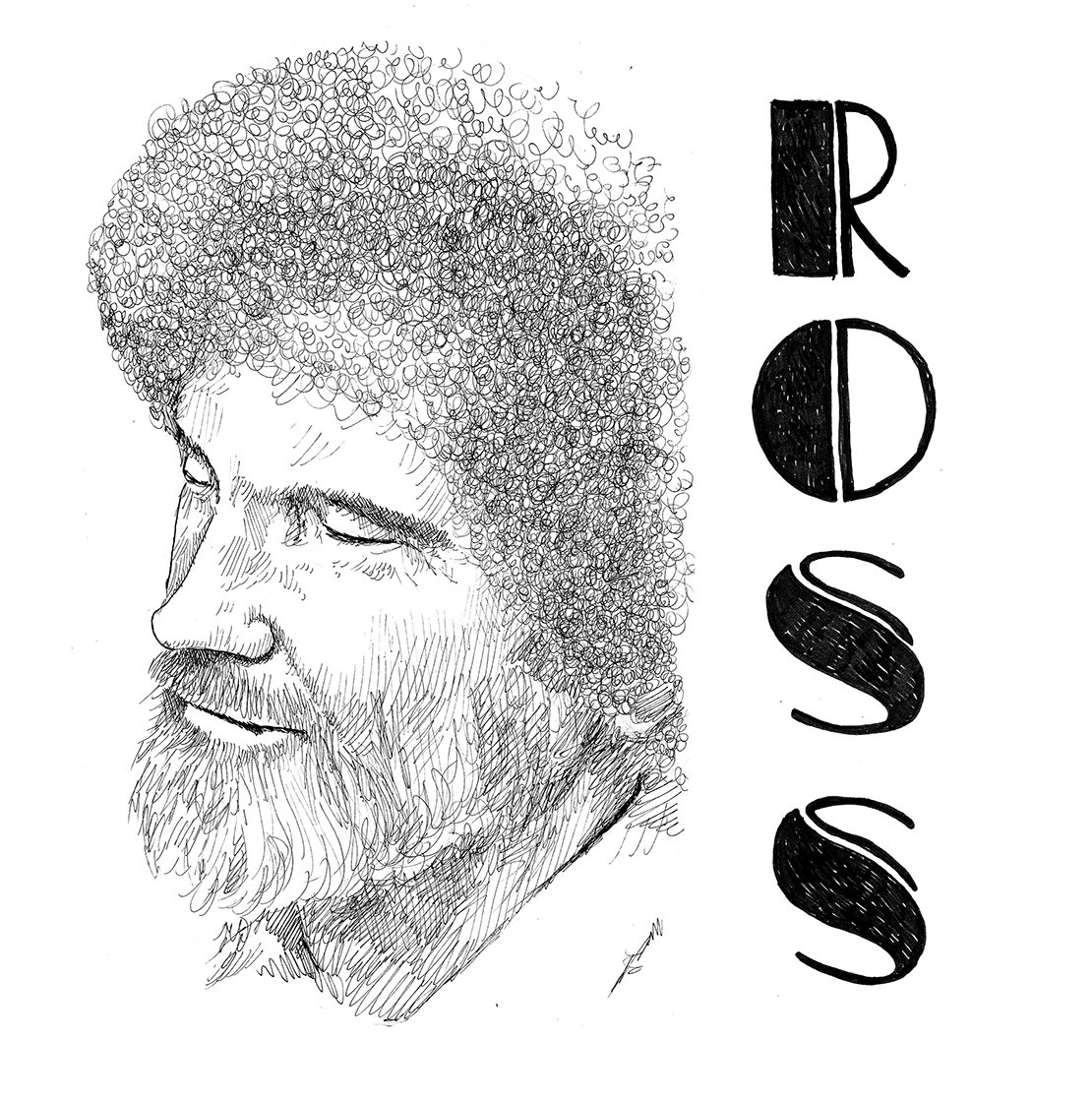 1110x1120 Bob Ross Tee Shirt Fake Art - Bob Ross Sketch