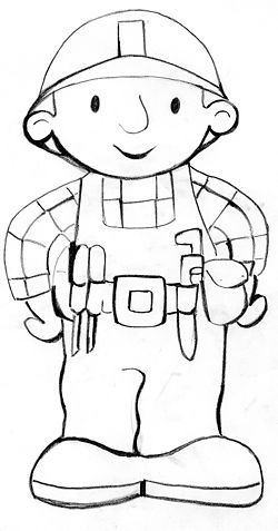 250x477 Draw Bob The Builder Templates, Silhouettes, Stencils Amp Fonts - Bob The Builder Sketch