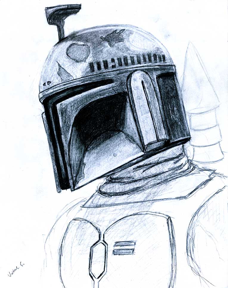 765x964 He And His Art Sketches - Boba Fett Helmet Sketch