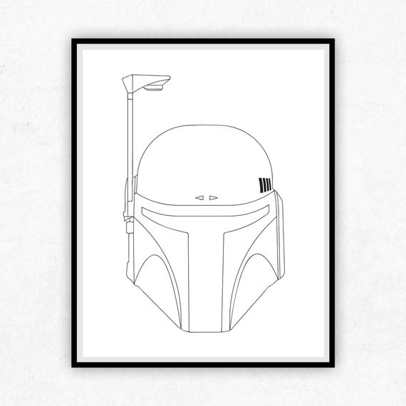 570x570 Minimalist Art Boba Fett Helmet Digital Download Etsy - Boba Fett Helmet Sketch