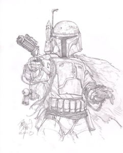 241x300 Dave Dorman Signed Original Star Wars Comic Art Sketch ~ Boba Fett - Boba Fett Sketch