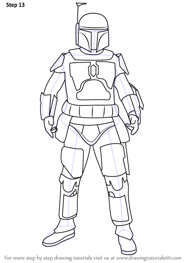 598x844 Learn How To Draw Boba Fett From Star Wars (Star Wars) Step By - Boba Fett Sketch