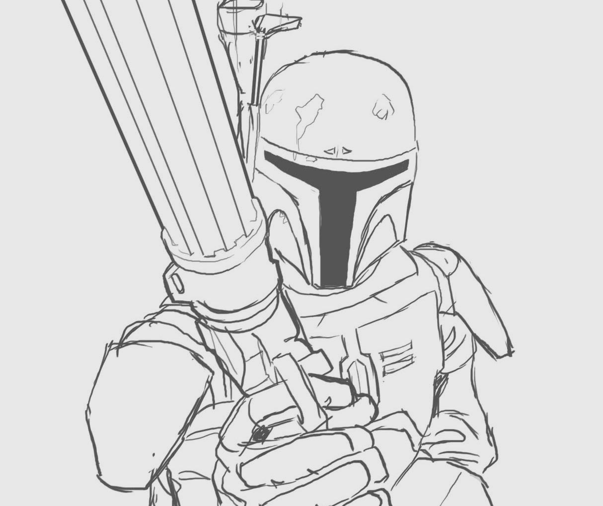1214x1018 Marcelo Baez Draws Boba Fett Sketch Wip - Boba Fett Sketch