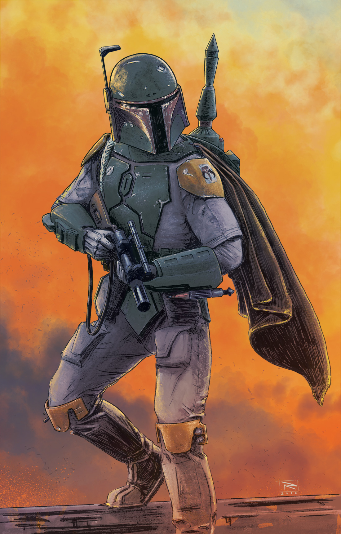 1100x1722 Matt Rooke Illustration Amp Motion Graphics Boba Fett Sketch - Boba Fett Sketch