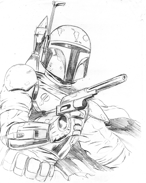 Boba Fett Sketch at PaintingValley.com | Explore collection of Boba ...