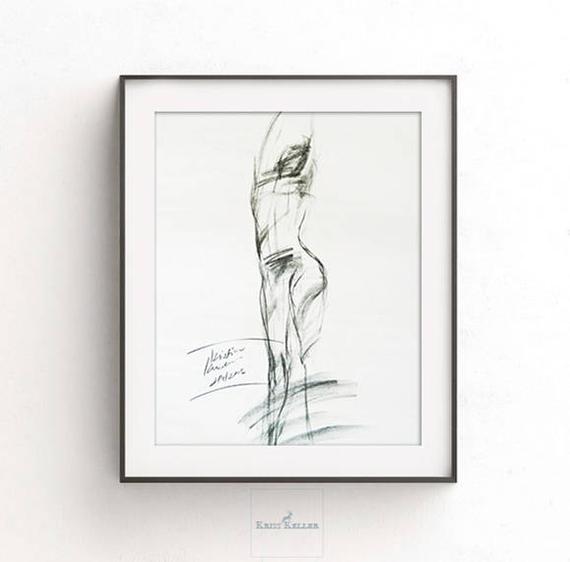570x562 Small Digital Print Drawing Printable Wall Art Sketch Etsy - Body Form Sketch