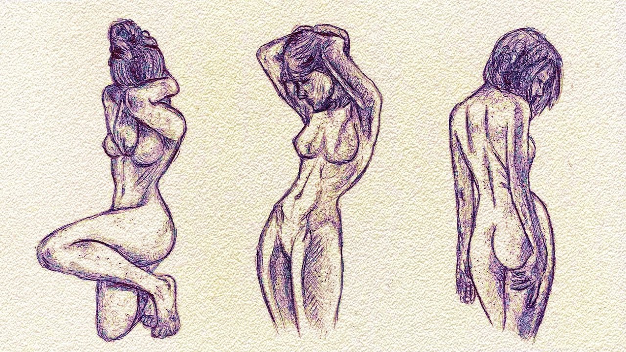 Nude Sketch Of Female Body By Ethan Harper Stone Coaster