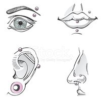 200x199 Pierced Body Stock Vectors - Body Parts Sketch