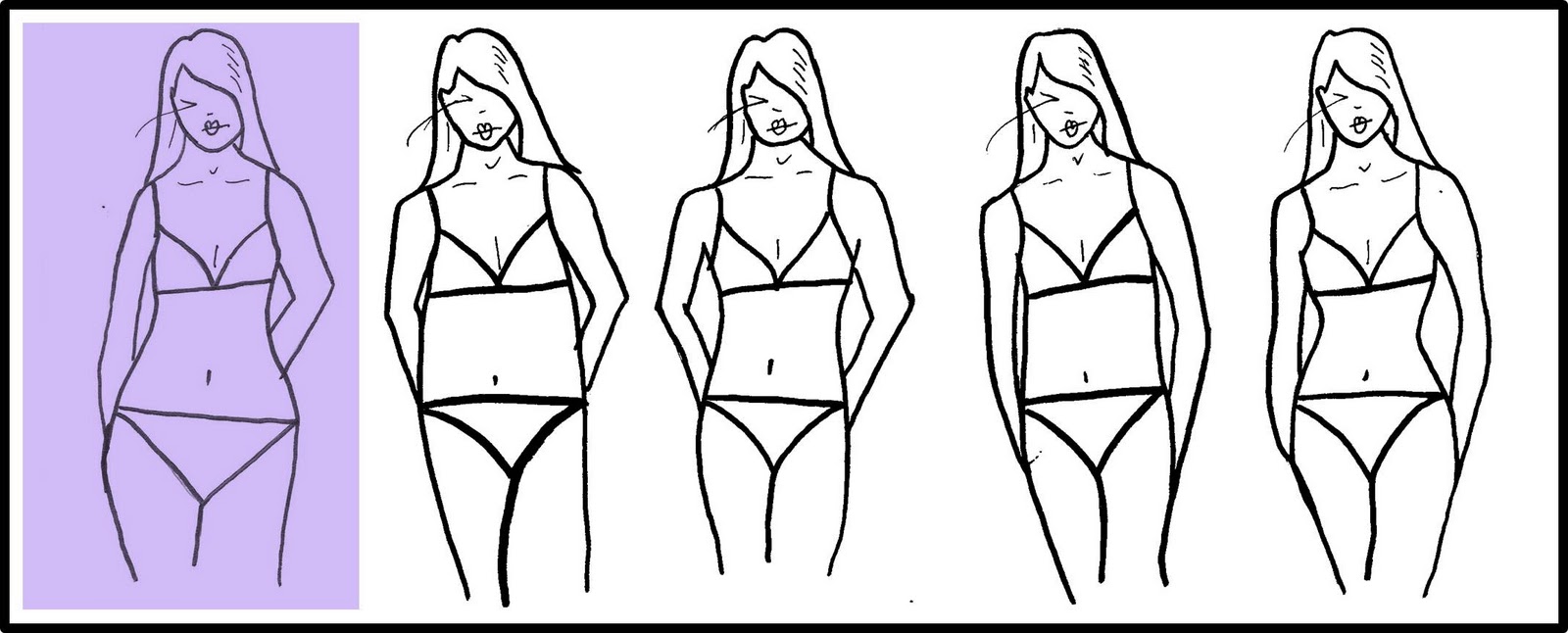 1600x646 Drawn Hourglass Woman - Body Shape Sketch