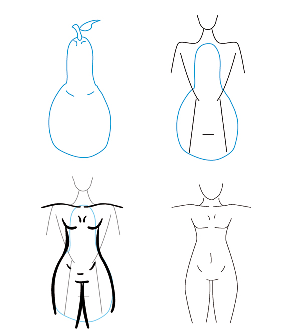600x669 How To Draw Different Body Types For Males And Females - Body Shape Sketch