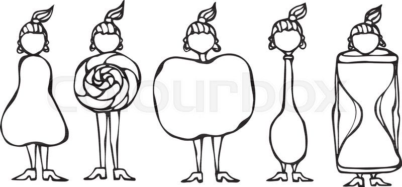 800x372 Pear, Lollipop, Apple, Spoon, Hourglass Women Body Type Figure - Body Shape Sketch