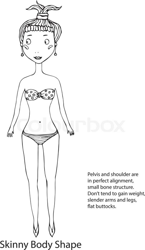 465x800 Skinny Body Shape Women Body Type Figure Sketch. Hand Drawn Vector - Body Shape Sketch
