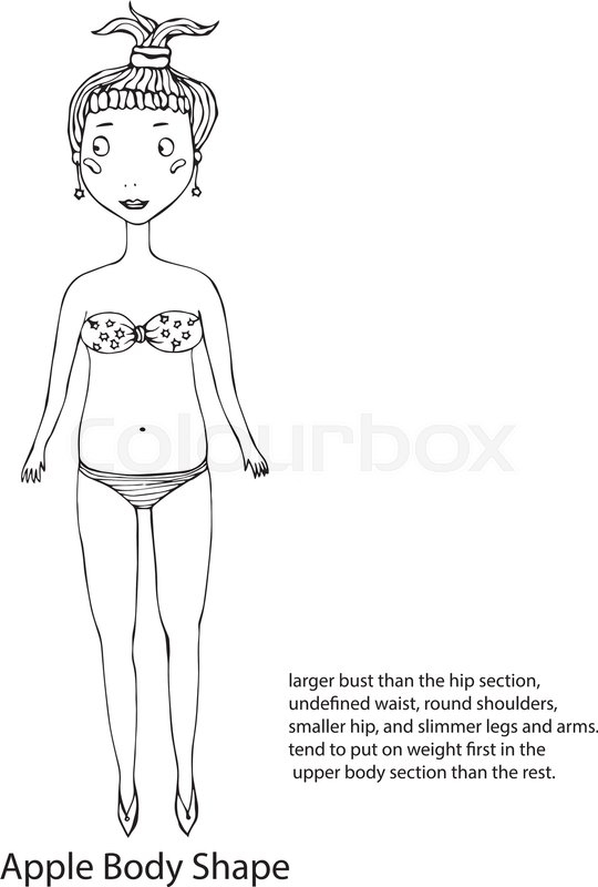 540x800 Apple Women Body Type Figure Sketch. Hand Drawn Vector - Body Shape Sketch