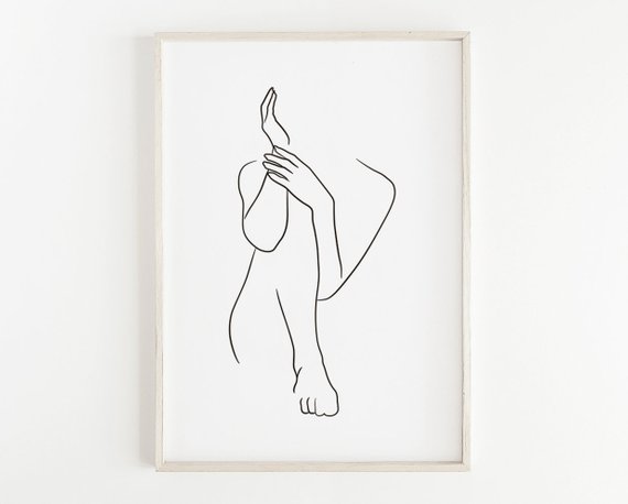 570x458 Female Nudity Line Art Printable Line Wall Art Female Nudity Etsy - Body Sketch Art