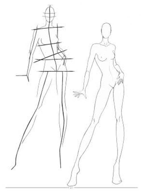 Woman body sketch fashion design
