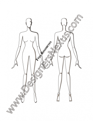 316x409 Free Figure Templates For Technical Flat Drawing - Body Sketch Template
