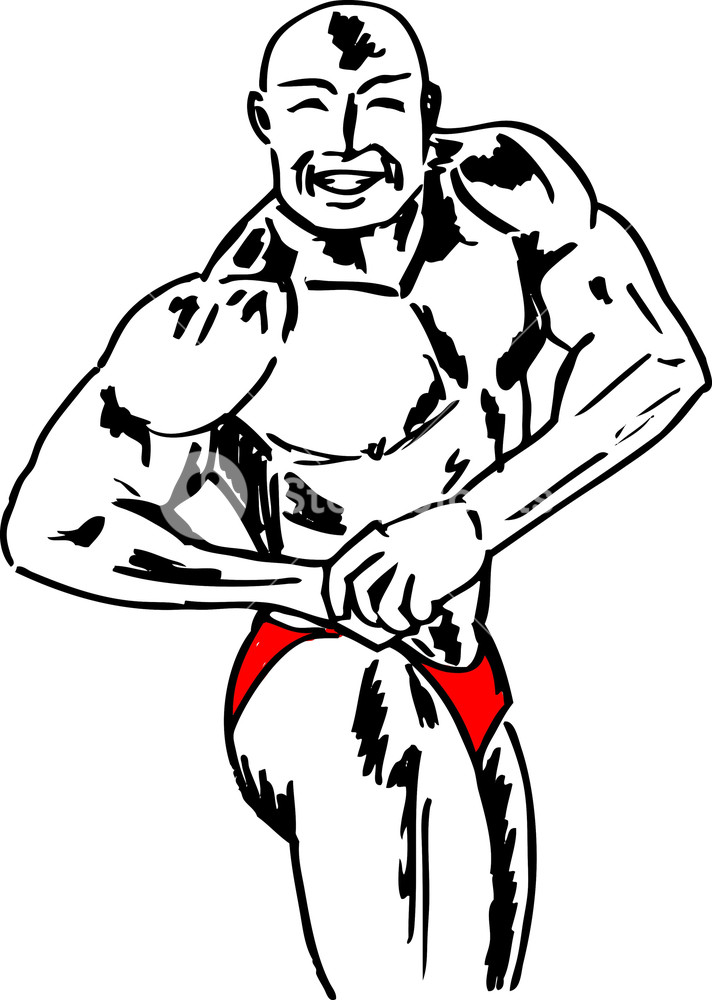 712x1000 Sketch Of Bodybuilder. Vector Illustration Royalty Free Stock - Bodybuilder Sketch