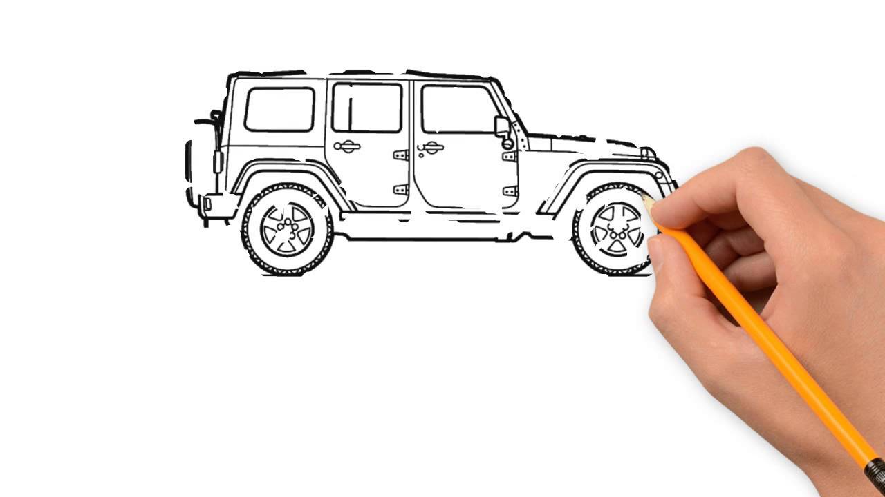 1280x720 Jeep Transport With A Pencil To Draw Step By Step - Bolero Sketch