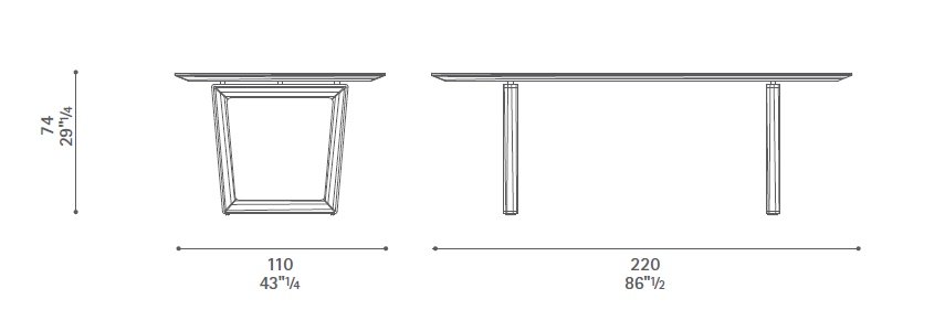 855x300 Bolero Table By Roberto Lazzeroni Poltrona Frau - Bolero Sketch