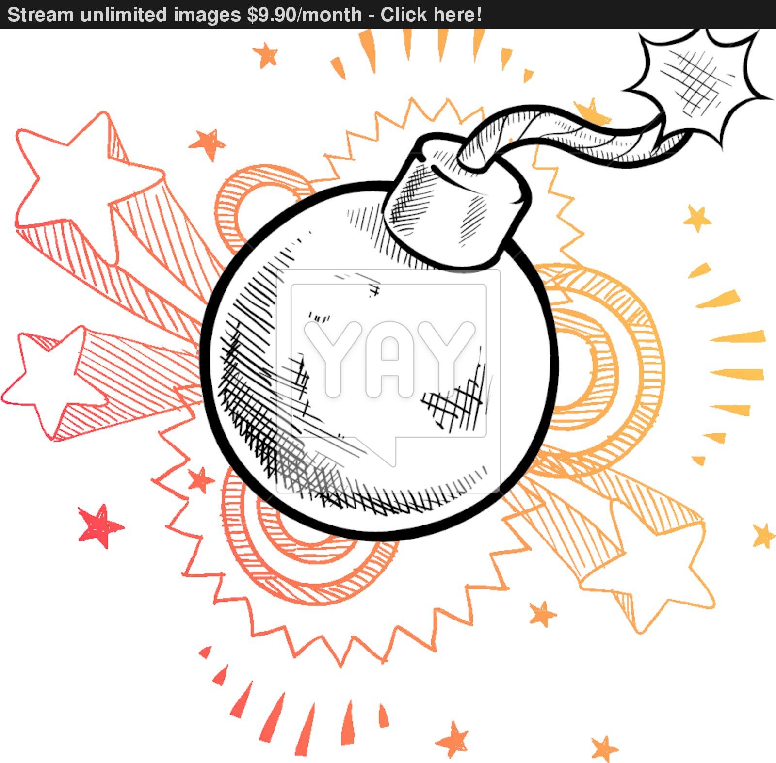 1600x1574 Retro Bomb Sketch Vector - Bomb Sketch