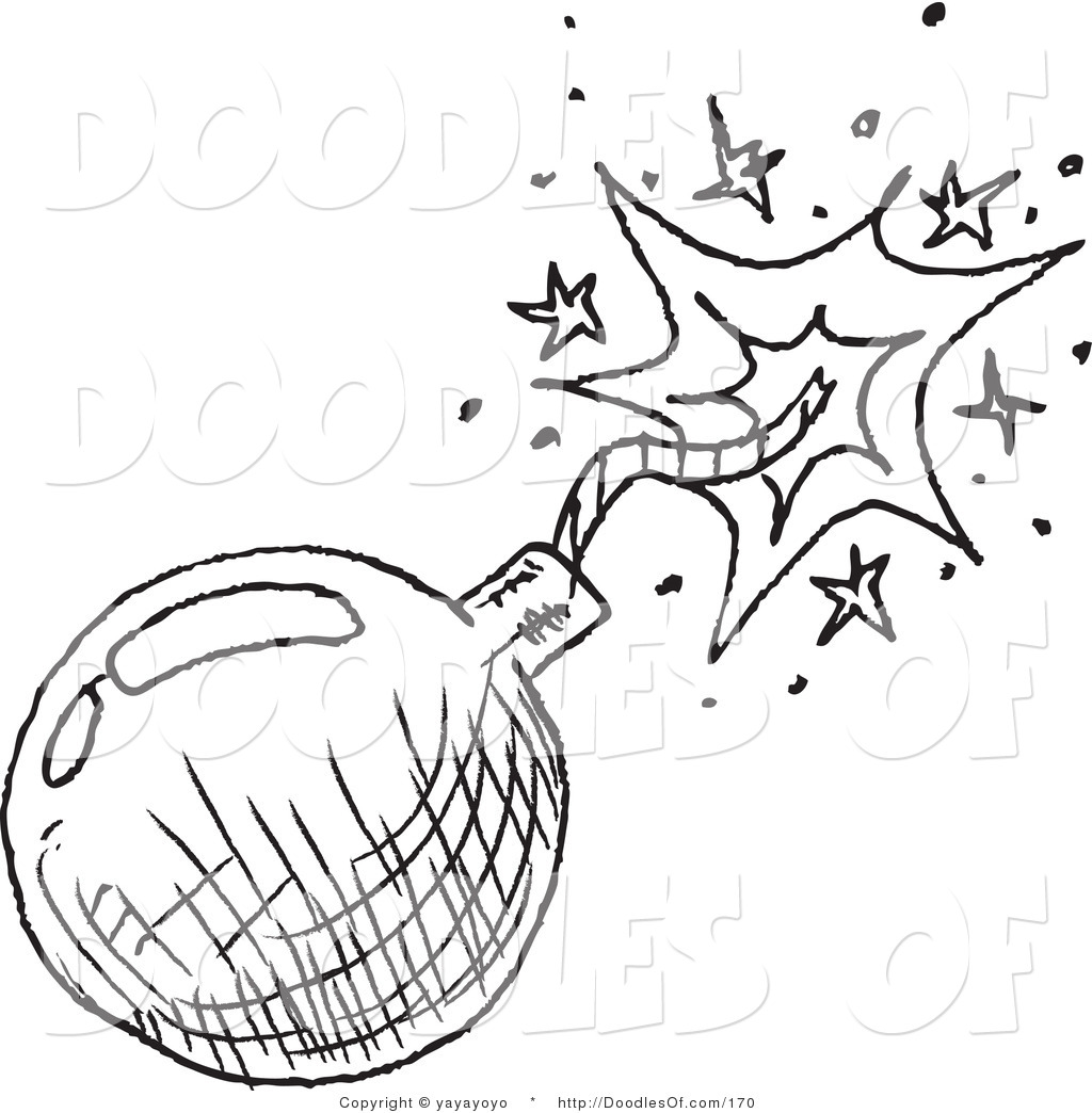 1024x1044 Vector Clipart Of A Black And White Bomb Doodle Sketch On White By - Bomb Sketch