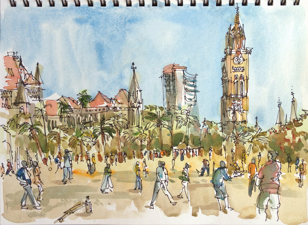 1000x730 My Many Indias. Bombay Clocktowers, Chappals And The Gateway Of - Bombay Sketch