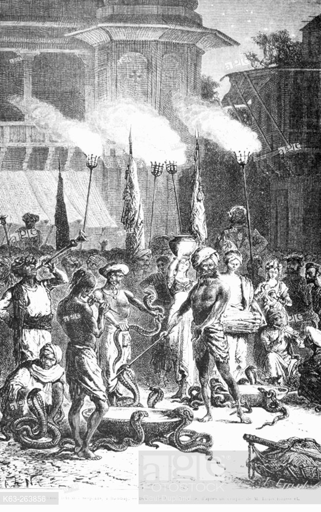 658x1050 Naga Paatchami Snake Festival, Bombay, Drawing By A. De Neuville - Bombay Sketch