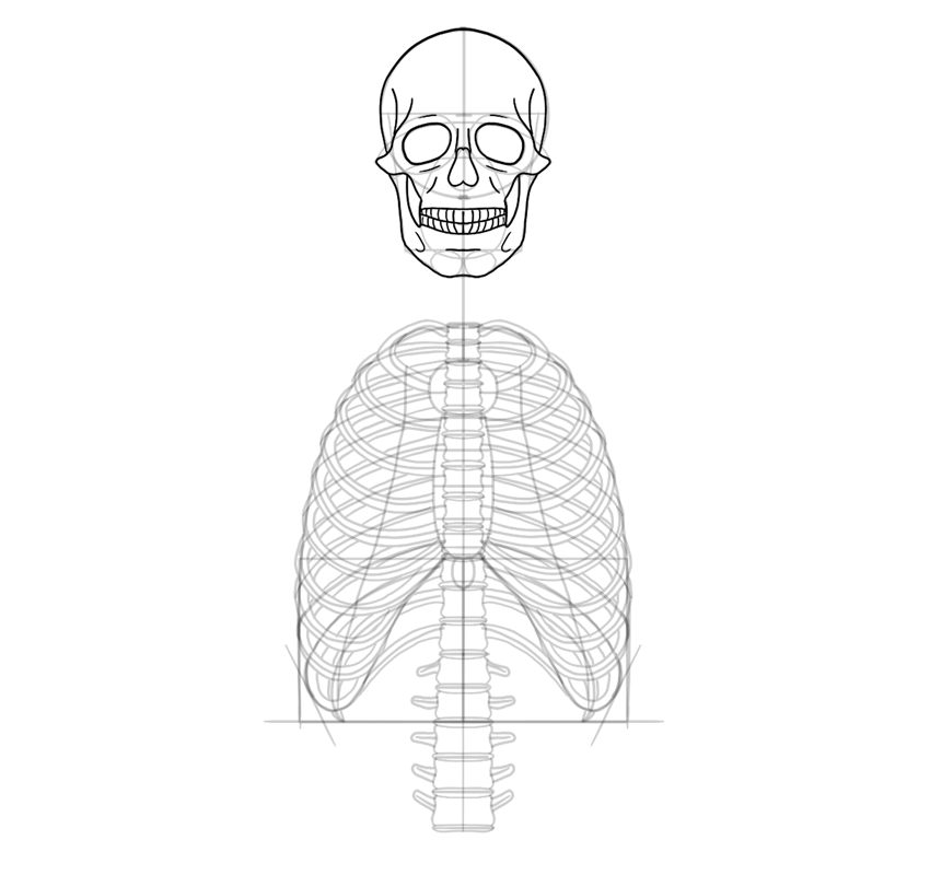 850x800 How To Draw A Skeleton Step By Step - Bone Sketch