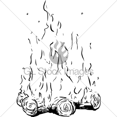 500x500 Bonfire Or Campfire With Hot Flames Outline Gl Stock Images - Bonfire Sketch