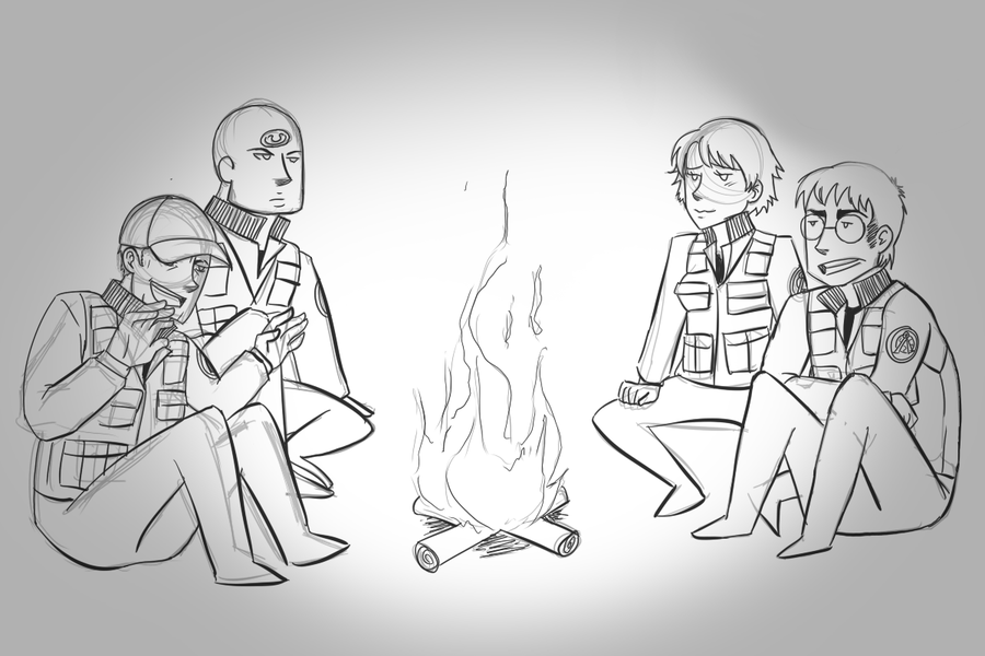 900x600 Drawn Camp Fire Sketch - Bonfire Sketch