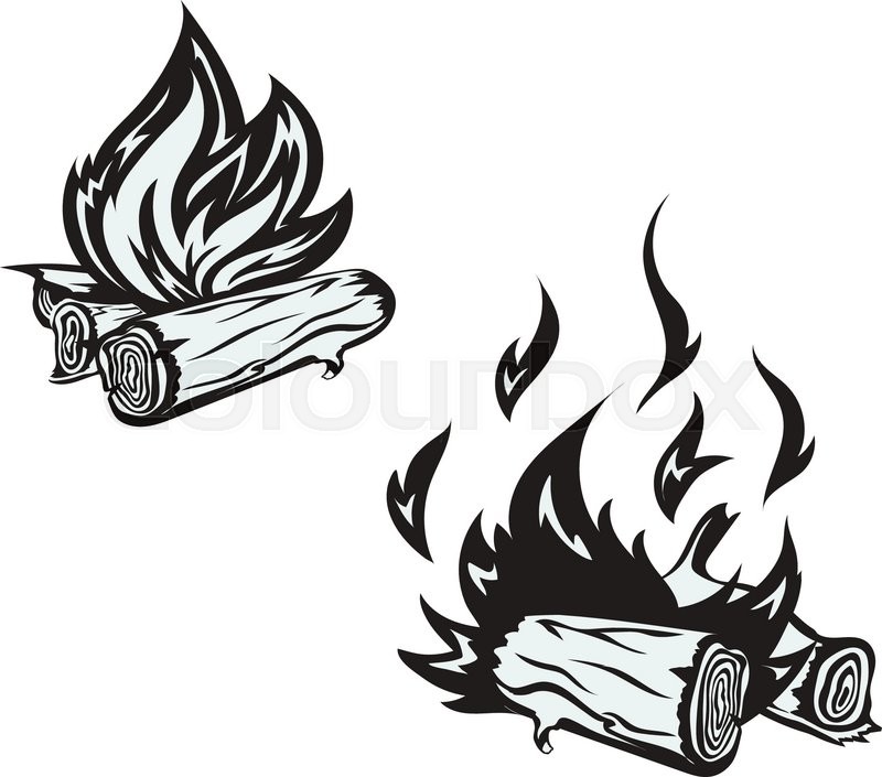 800x705 Vector Poster With Hand Drawn Bonfire Set. Flame And Firewood - Bonfire Sketch